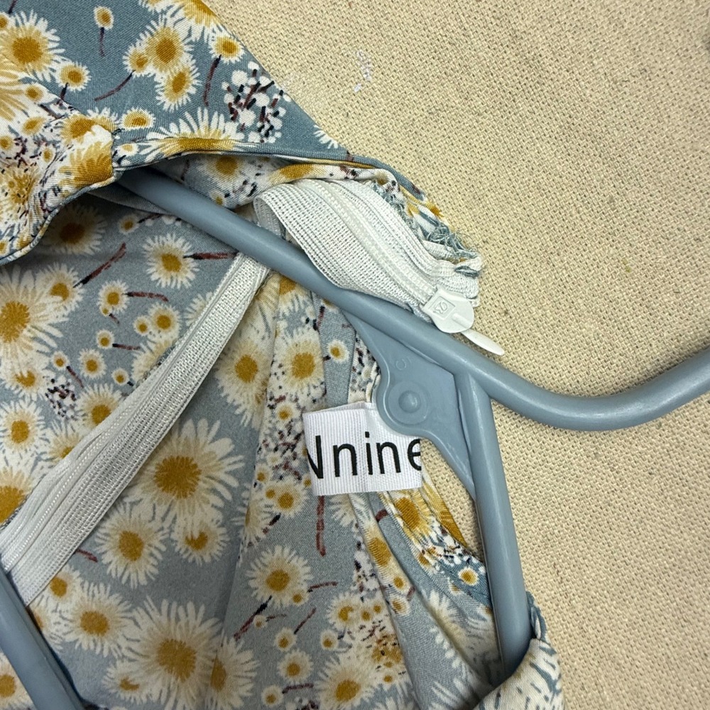Nnine Womens Blue Floral Daisy Print Puff Sleeve Midi Dress Size M Sweetheart - Picture 13 of 14